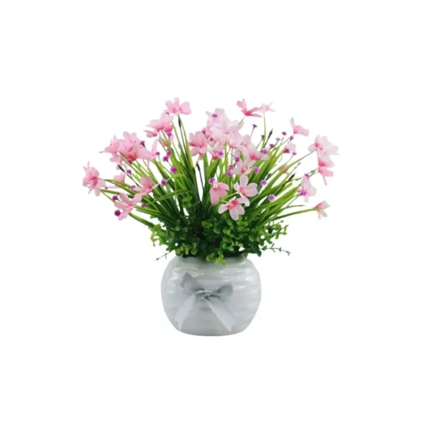 Cây Giả Mini Trang Trí Chậu Tròn – Xanh Mát Không Gian Làm Việc & Nhà Cửa 14 Chậu cây giả mini trang trí thủy tiên hồng chậu tròn (1)