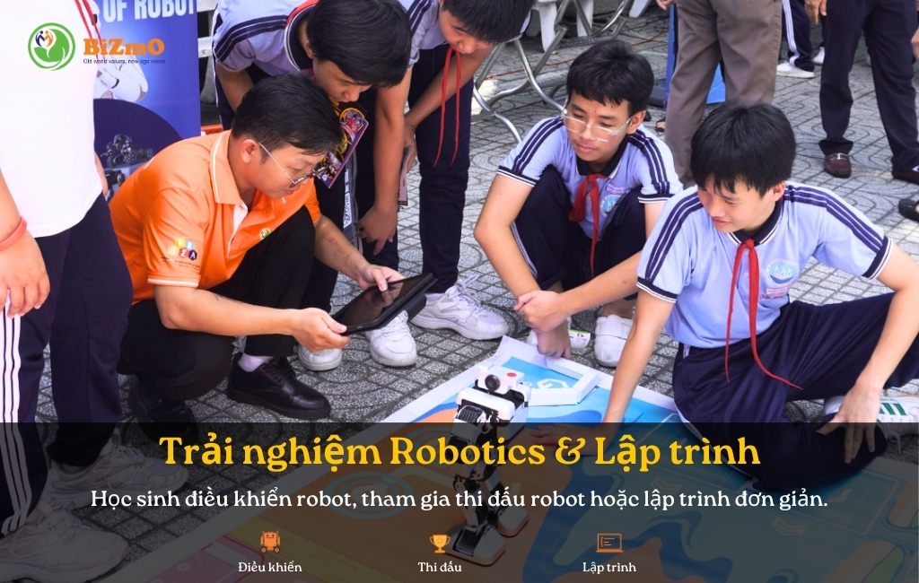 Ngày hội STEM là gì? Ý nghĩa, hoạt động và cách tổ chức chuyên nghiệp cho trường học 2 Học sinh trải nghiệm robotics và lập trình robot tại Ngày hội STEM – hoạt động chính giúp khơi dậy đam mê công nghệ