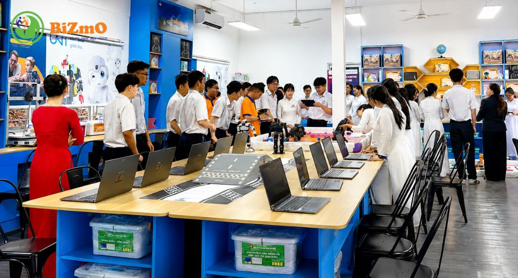 Học liệu STEM là gì? Vì sao trường học không nên chỉ mua thiết bị? 8 Phòng học STEM hiện đại với học sinh tham gia thực hành Robotics