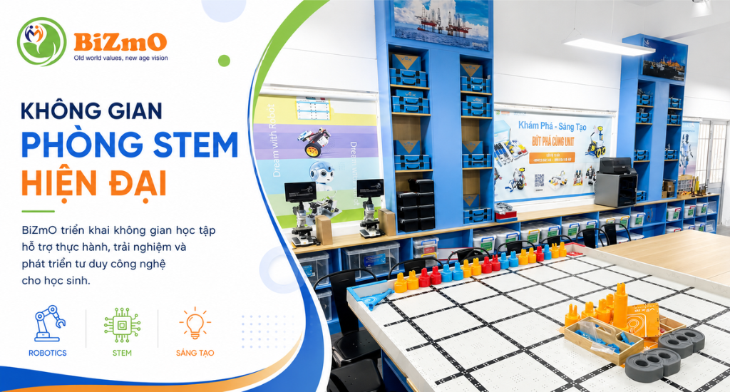 BiZmO đạt chứng nhận ISO 9001:2015 về hệ thống quản lý chất lượng 4 Thiết bị thực hành STEM, máy in 3D và dụng cụ chế tạo hỗ trợ học sinh phát triển tư duy sáng tạo trong phòng STEM.